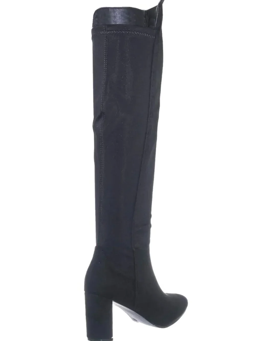 Wild Diva Blake-05 Knee High Foldable Block Heel Elastic Panel Black Boots - Picture 4 of 7